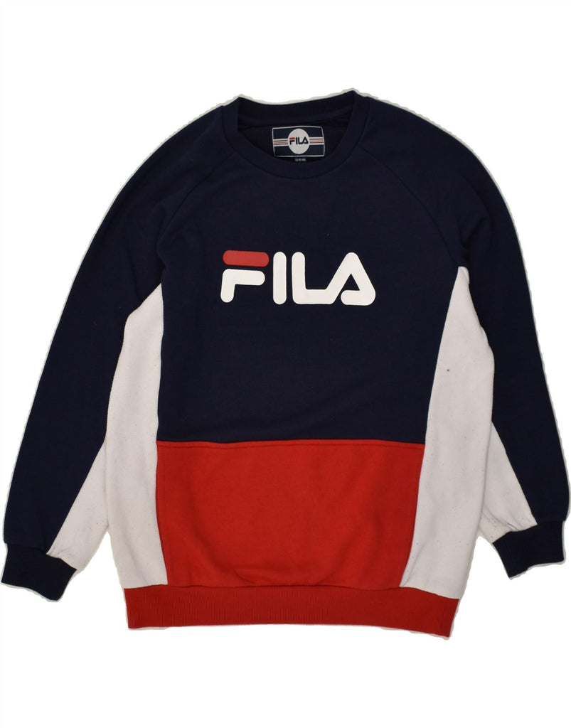 FILA Boys Oversized Graphic Sweatshirt Jumper 13-14 Years Navy Blue | Vintage Fila | Thrift | Second-Hand Fila | Used Clothing | Messina Hembry 