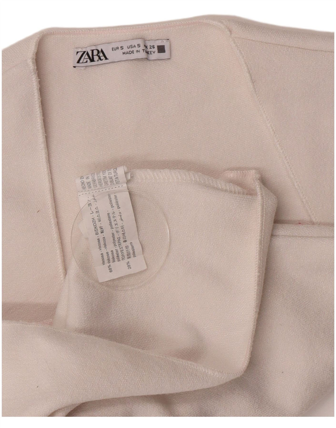 Zara Womens Crop Sleeveless Blouse Top UK 8 Small White Viscose