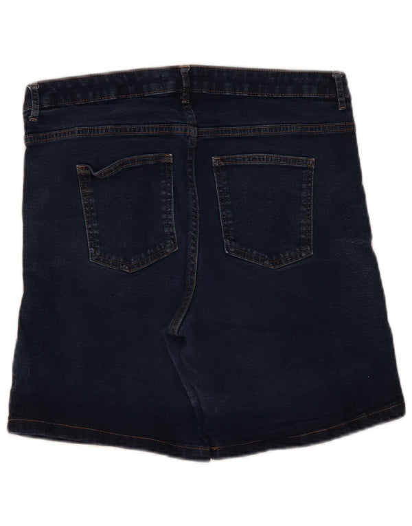 Marks & Spencer Womens Denim Shorts UK 14 Large W34 Navy Blue Cotton