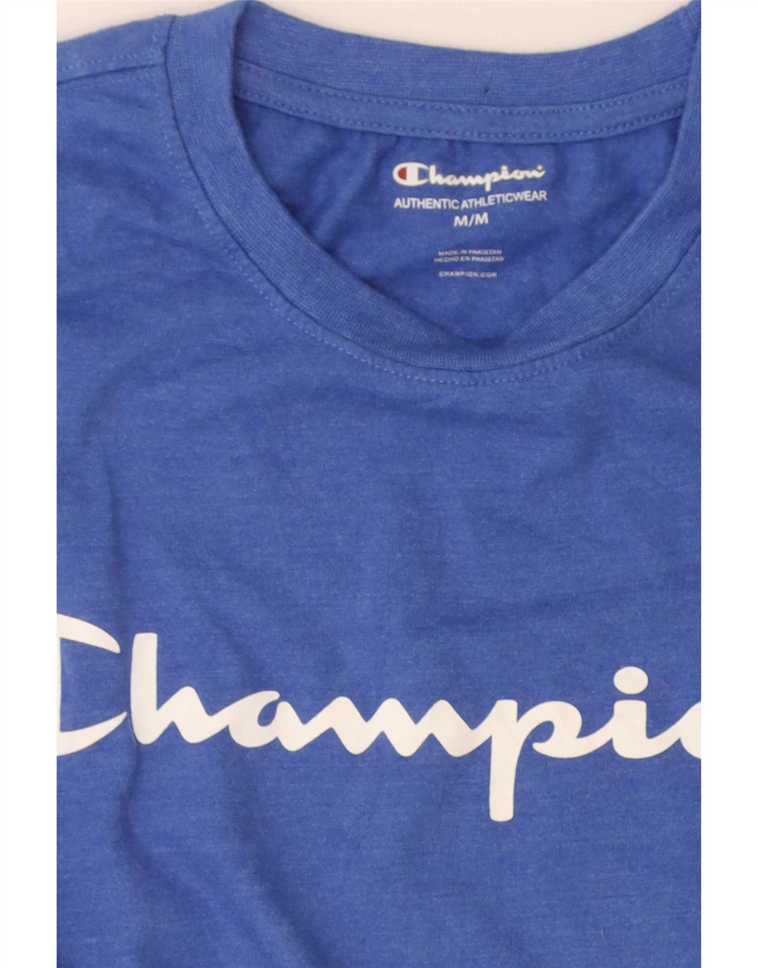 Champion Mens Regular Graphic T-Shirt Top Medium Blue