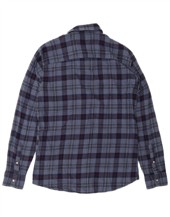 Jack & Jones Mens Flannel Shirt Medium Navy Blue Check Cotton