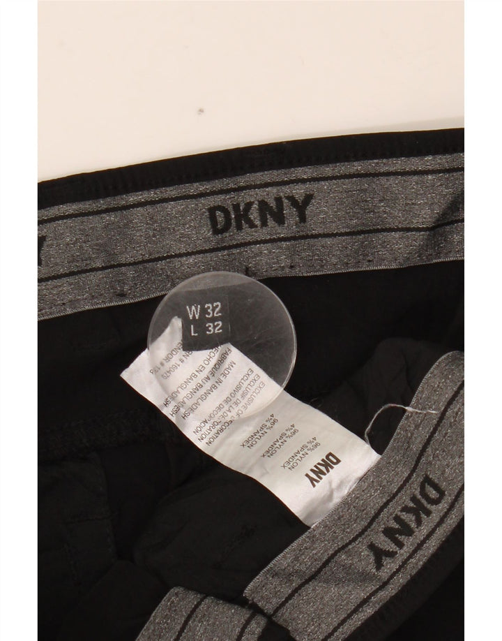 DKNY Mens Slim Casual Trousers W32 L32 Black Nylon