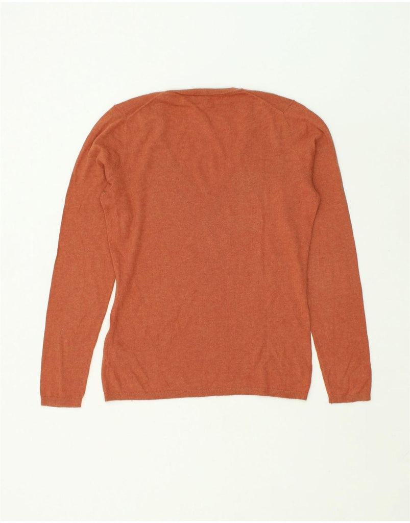 TOMMY HILFIGER Womens V-Neck Jumper Sweater UK 14 Large Orange Wool | Vintage Tommy Hilfiger | Thrift | Second-Hand Tommy Hilfiger | Used Clothing | Messina Hembry 