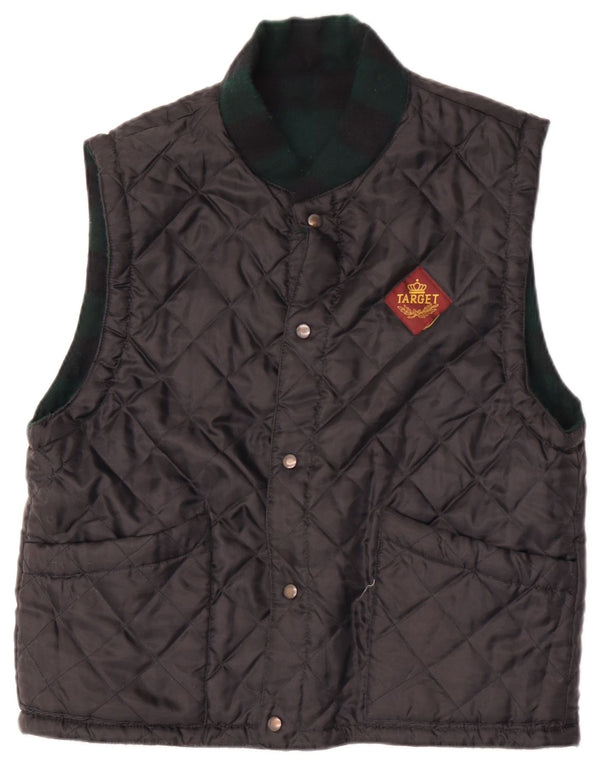 Vintage Mens Quilted Gilet UK 38 Medium Black