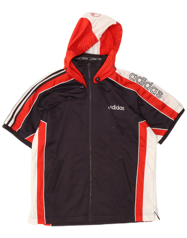 Adidas Mens Hooded Tracksuit Top Jacket UK 34/36 Small Black Colourblock
