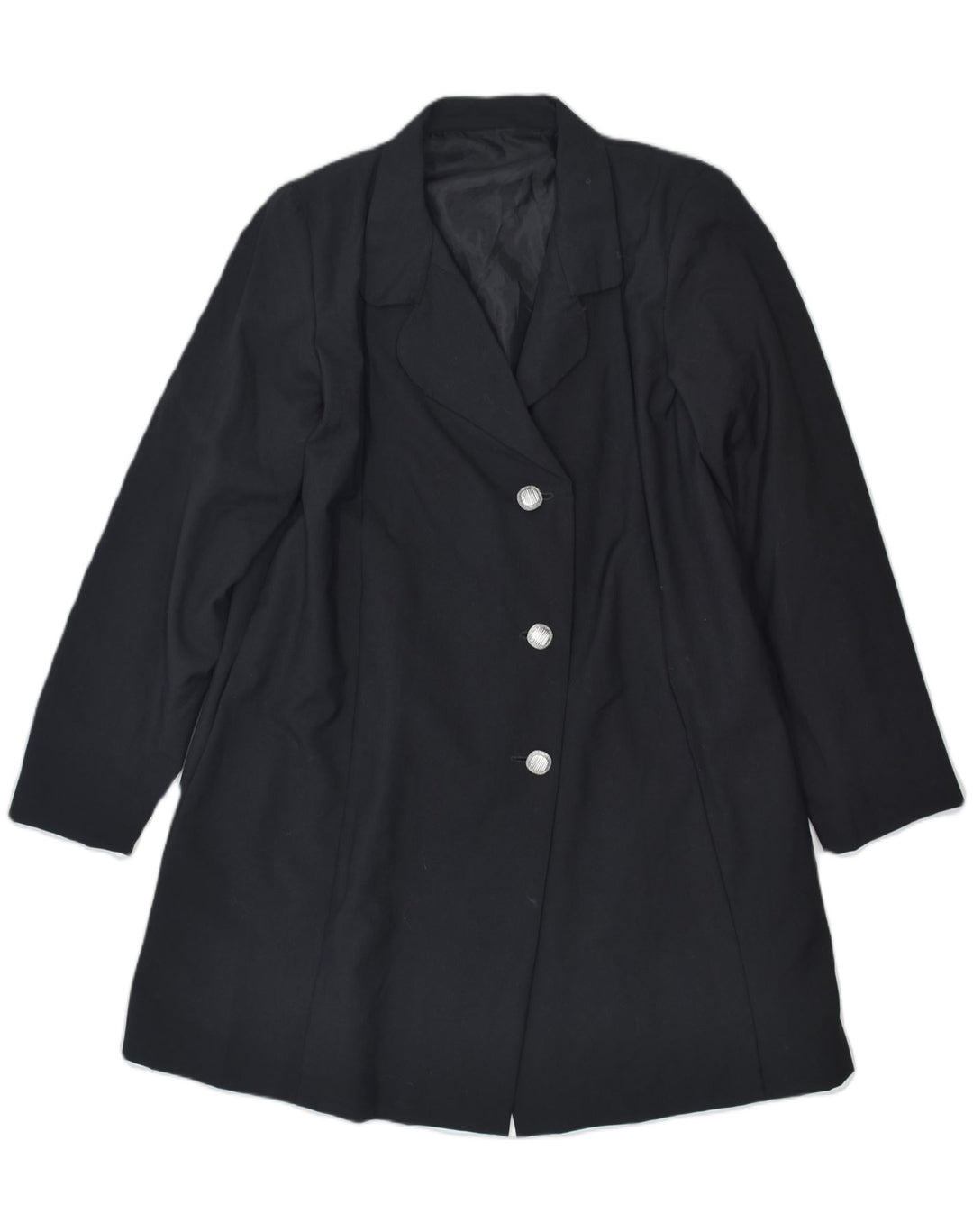 VINTAGE Womens 3 Button Blazer Overcoat UK 14 Medium Black | Vintage Vintage | Thrift | Second-Hand Vintage | Used Clothing | Messina Hembry 