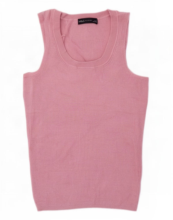 Marks & Spencer Womens Vest Top UK 8 Small Pink Viscose