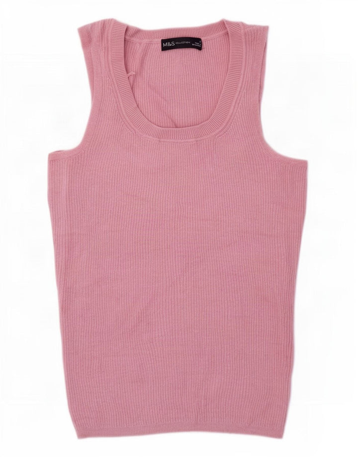 Marks & Spencer Womens Vest Top UK 8 Small Pink Viscose