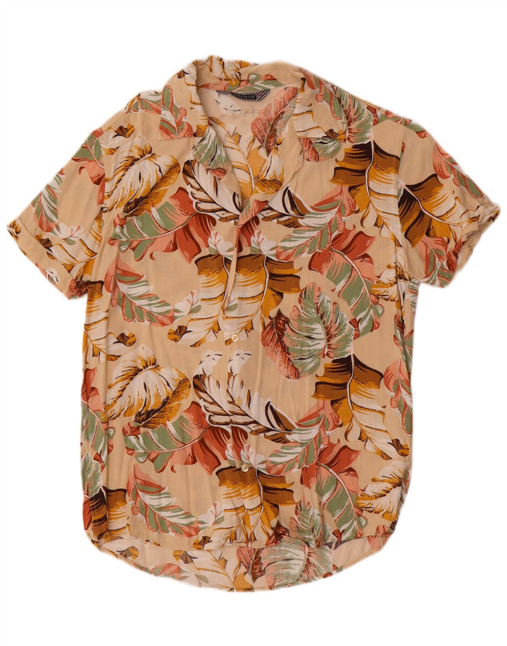 Marrakech Mens Shirt Medium Beige Floral Cotton