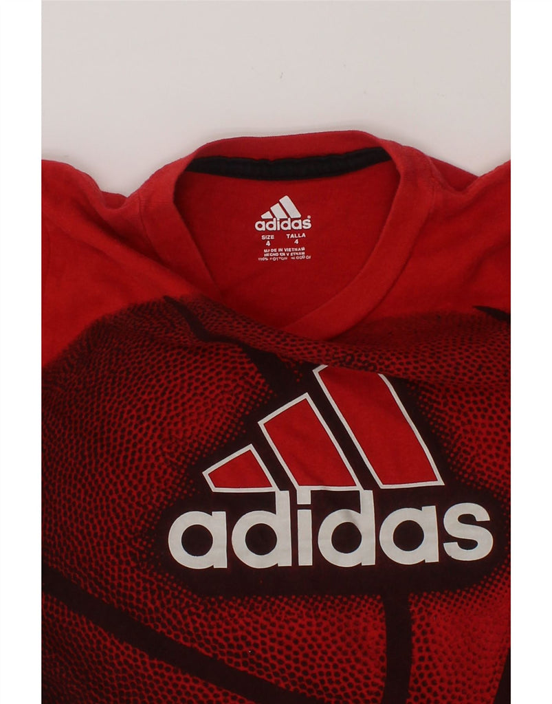 ADIDAS Boys Graphic T-Shirt Top 3-4 Years Red Cotton Vintage Adidas and Second-Hand Adidas from Messina Hembry 