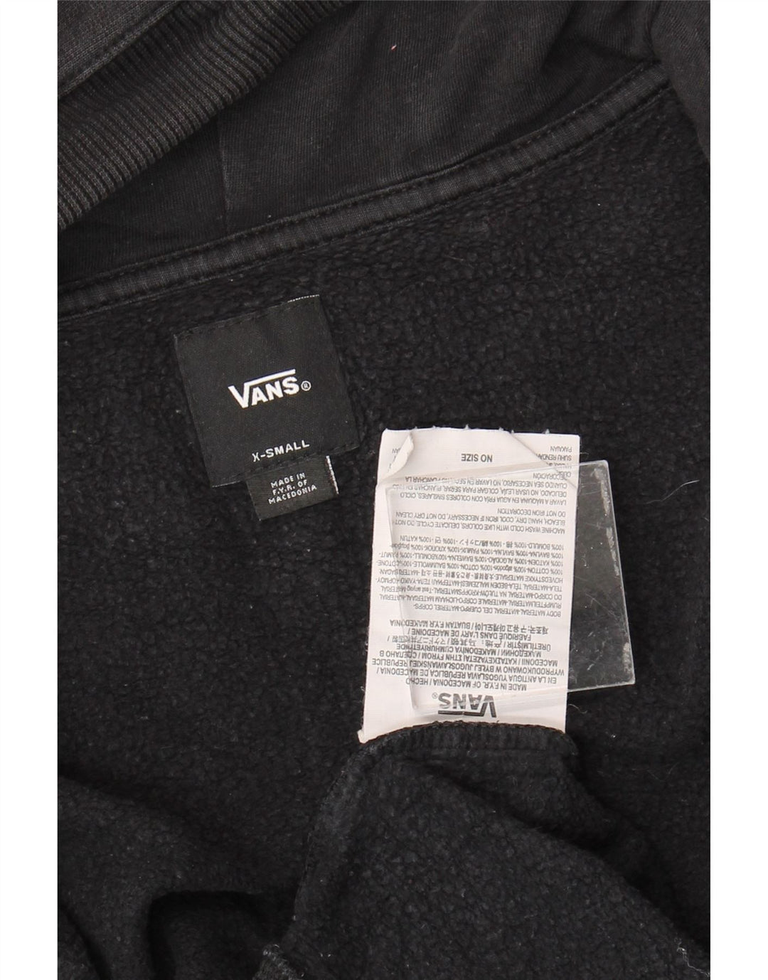 VANS Mens Graphic Zip Hoodie Sweater XS Black Cotton