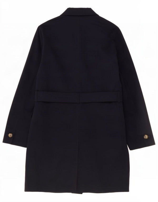 Marks & Spencer Womens Overcoat UK 10 Small Navy Blue Polyester