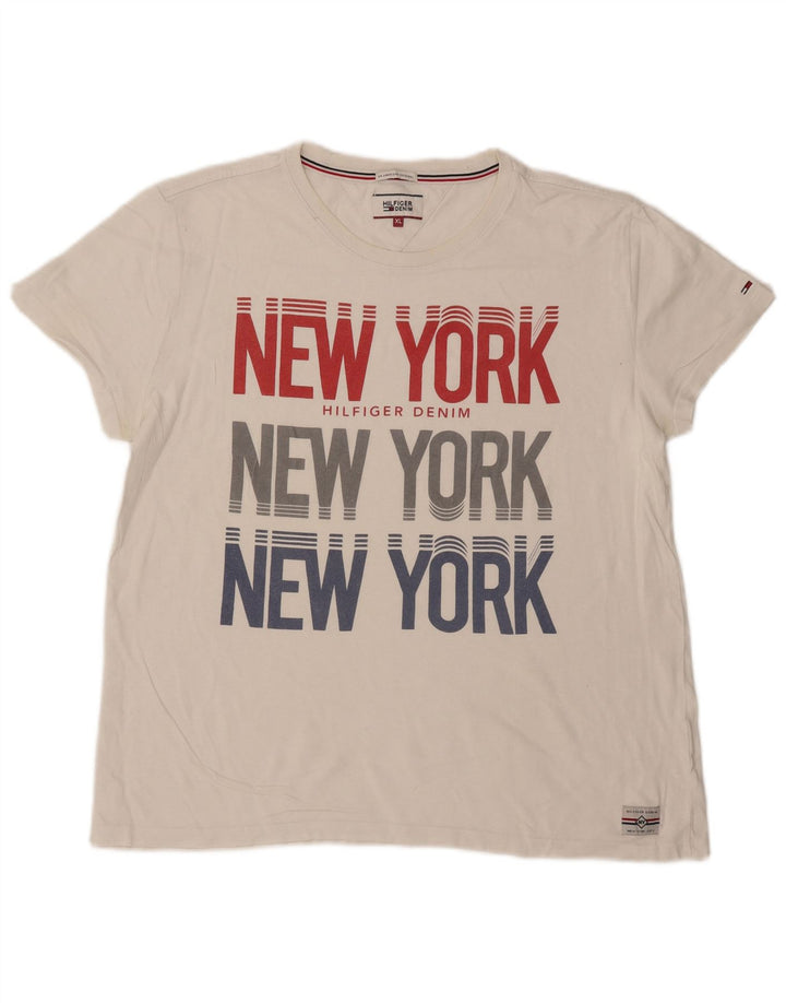 TOMMY HILFIGER Mens Graphic T-Shirt Top XL White