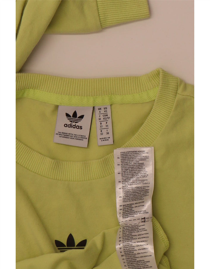 ADIDAS Womens Graphic Top Long Sleeve UK 6 XS Green Cotton
