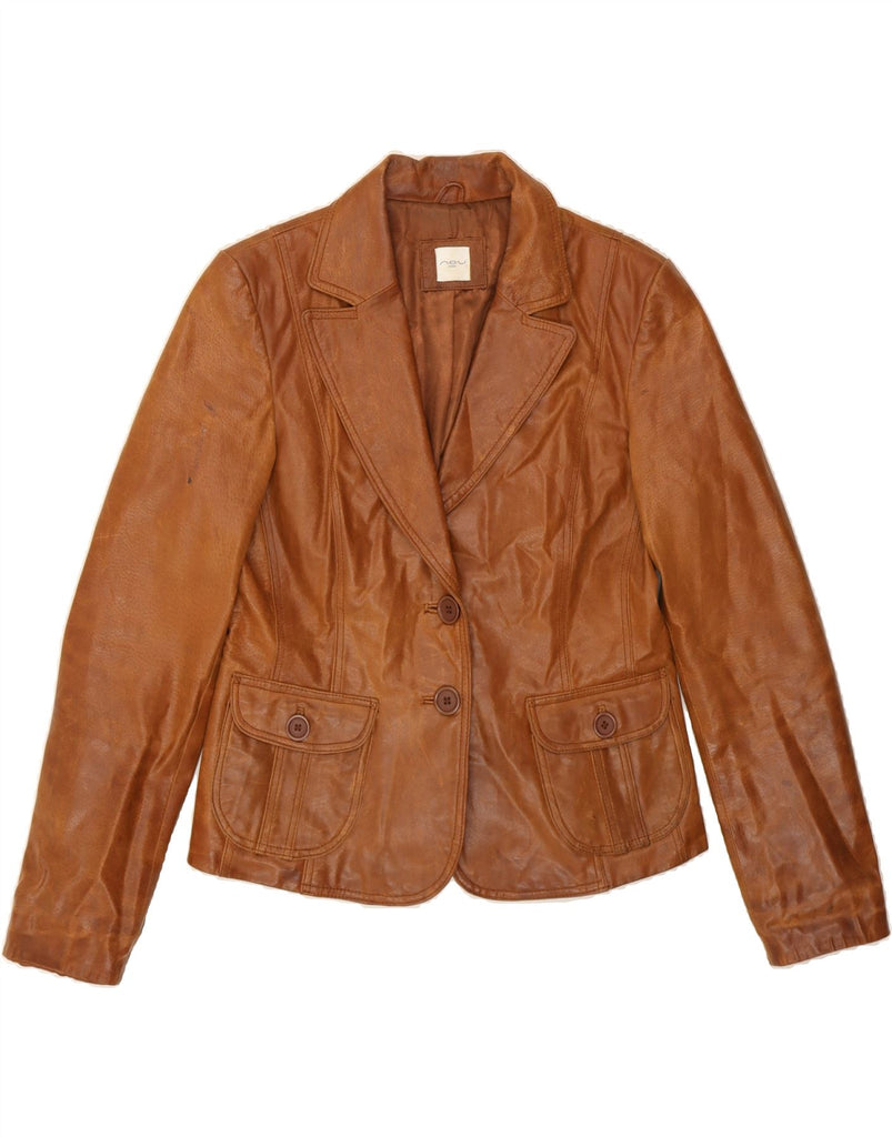 NEW LOOK Womens Leather Jacket UK 14 Large Brown Leather Vintage NEW LOOK and Second-Hand NEW LOOK from Messina Hembry 