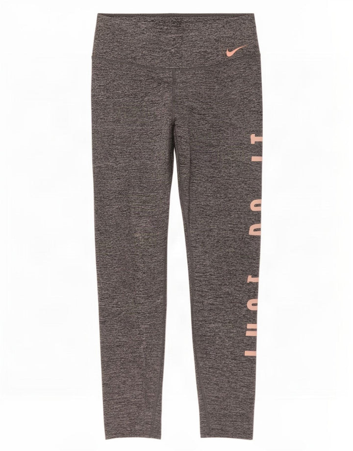Nike Womens Graphic Leggings UK 12 Medium Grey Flecked Polyester
