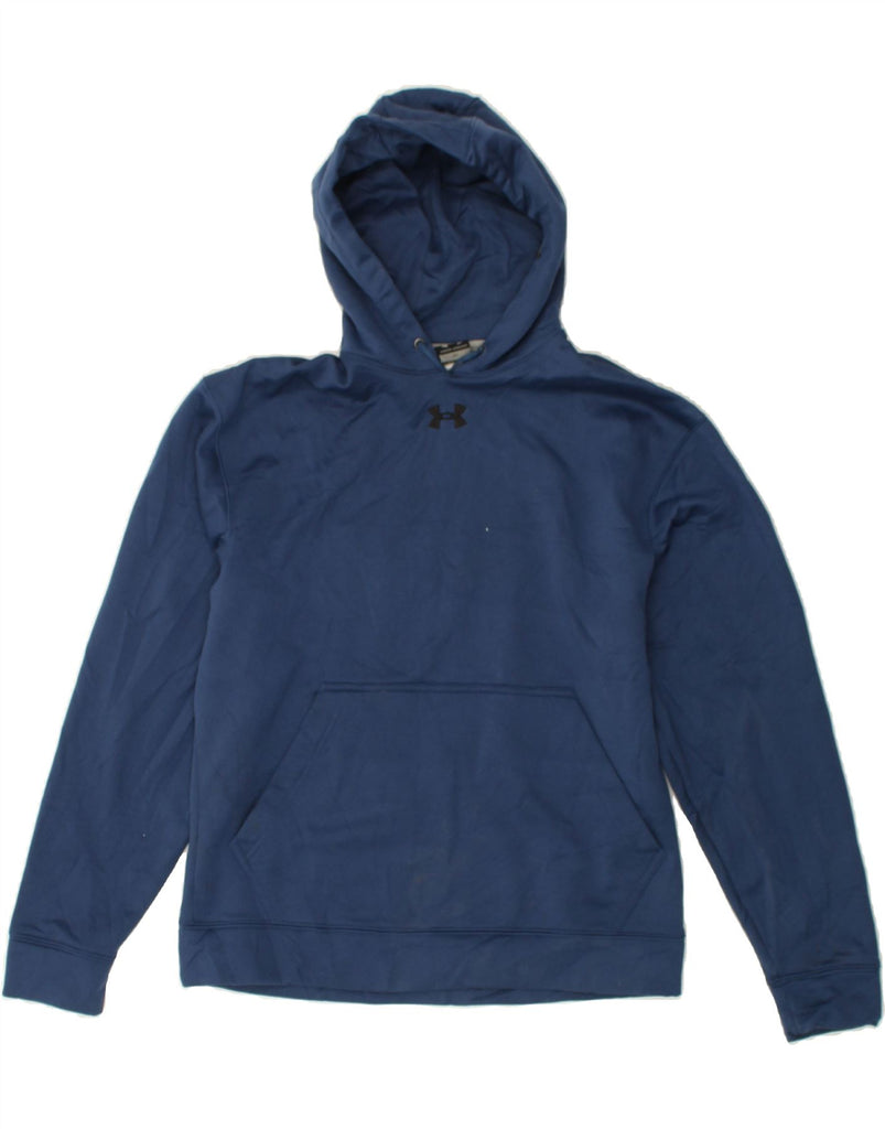 UNDER ARMOUR Mens Graphic Hoodie Jumper Small Navy Blue Polyester | Vintage Under Armour | Thrift | Second-Hand Under Armour | Used Clothing | Messina Hembry 