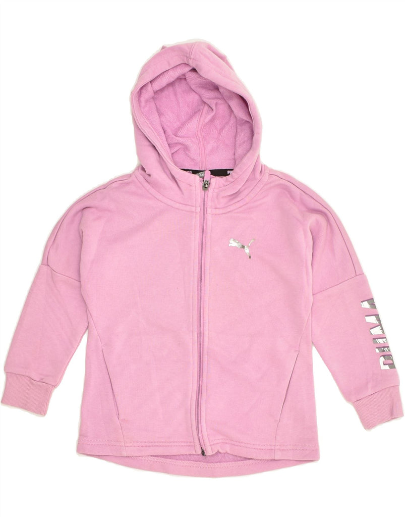 PUMA Girls Graphic Zip Hoodie Sweater 3-4 Years Pink Cotton | Vintage Puma | Thrift | Second-Hand Puma | Used Clothing | Messina Hembry 