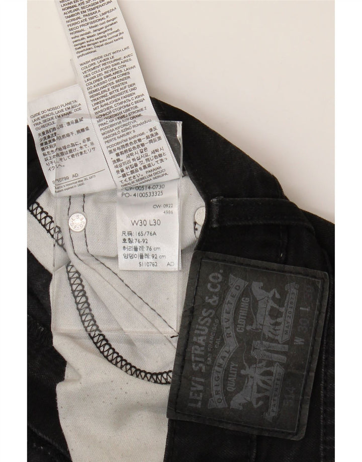 Levi's Mens 514 Straight Jeans W30 L30 Black Cotton
