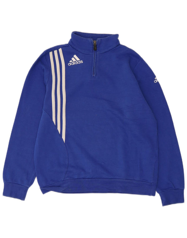 Adidas Boys Zip Neck Sweatshirt Jumper 13-14 Years Blue Cotton
