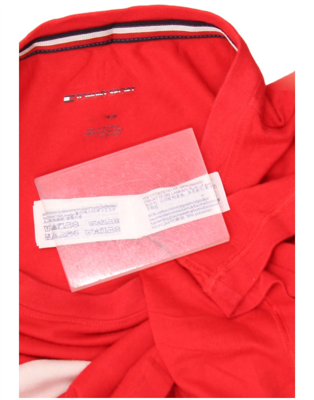 TOMMY HILFIGER Mens Graphic T-Shirt Top Medium Red Colourblock Cotton