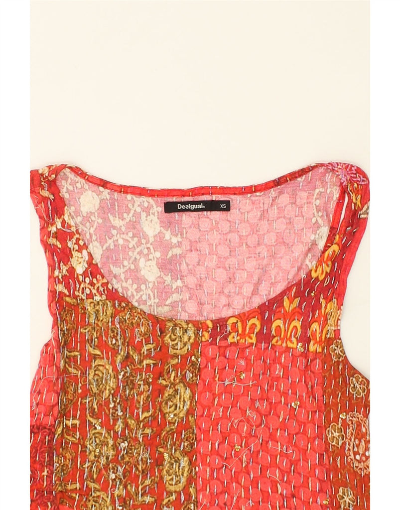 DESIGUAL Womens Sleeveless Blouse Top UK 6 XS Orange Paisley Viscose | Vintage Desigual | Thrift | Second-Hand Desigual | Used Clothing | Messina Hembry 