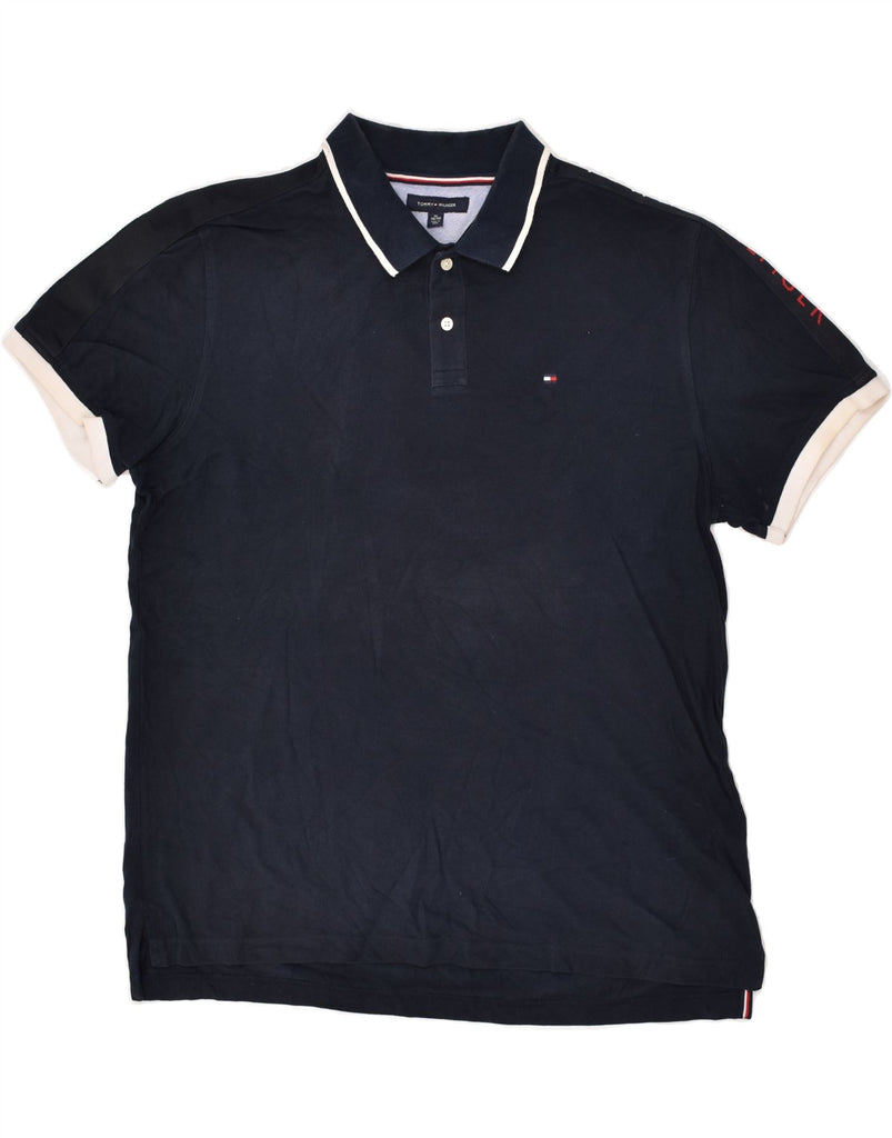 TOMMY HILFIGER Mens Tall Polo Shirt XL Navy Blue Cotton | Vintage Tommy Hilfiger | Thrift | Second-Hand Tommy Hilfiger | Used Clothing | Messina Hembry 