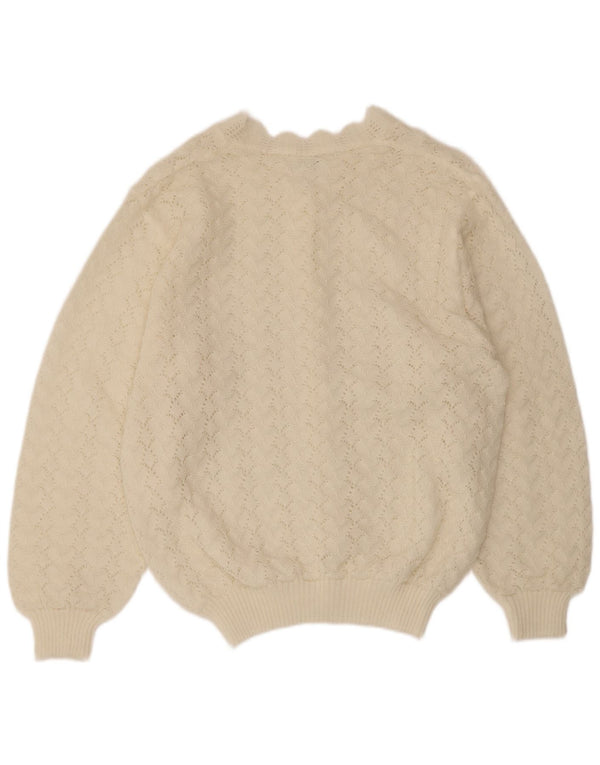 Vintage Womens Cardigan Sweater UK 16 Large Off White Polyacrylic