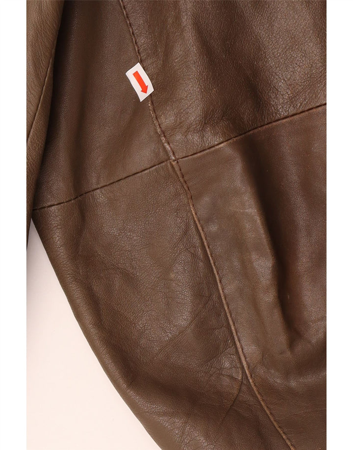 VINTAGE Mens Leather Jacket IT 54 2XL Brown