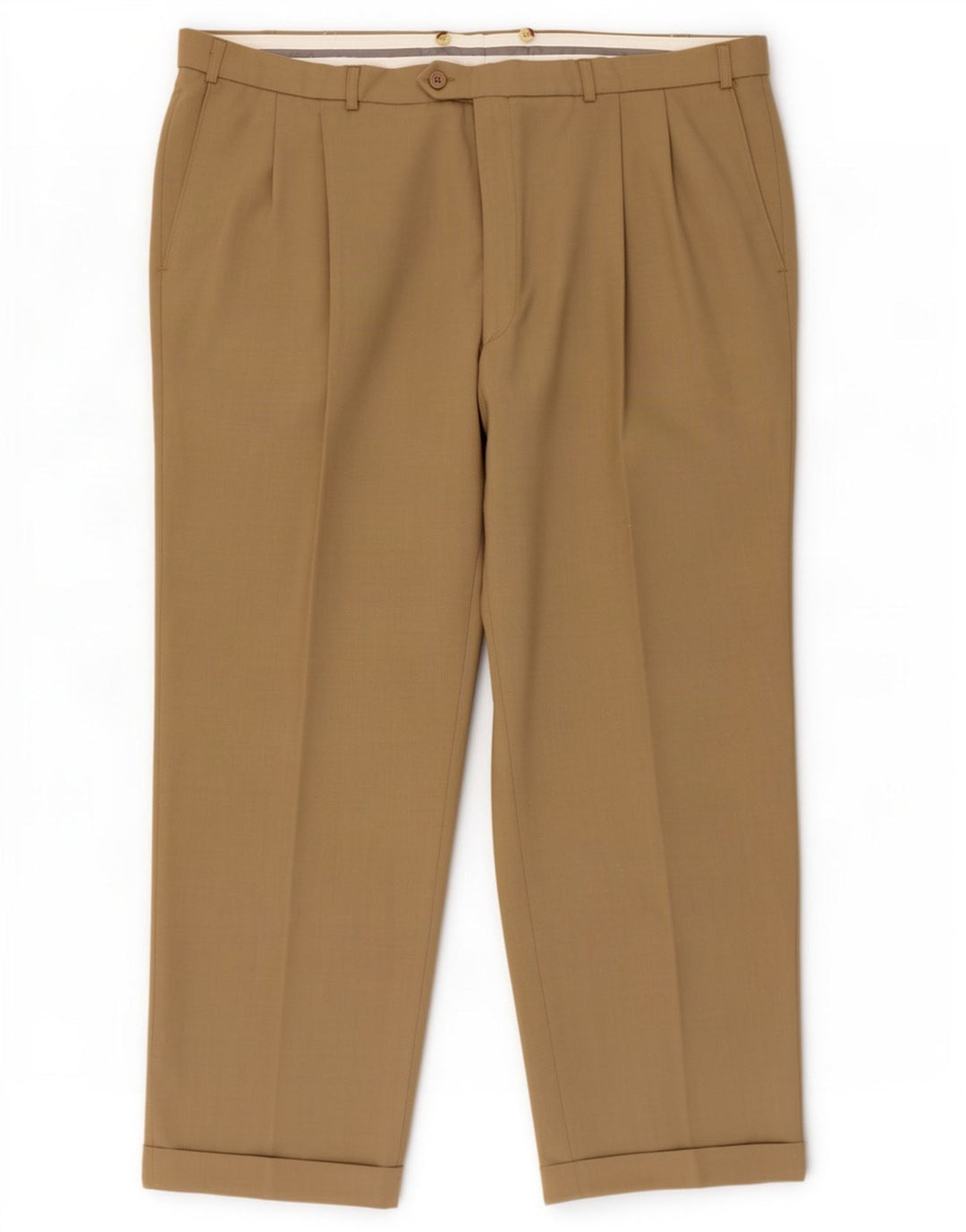 Marks & Spencer Mens Pegged Suit Trousers W44 L29 Beige Polyester