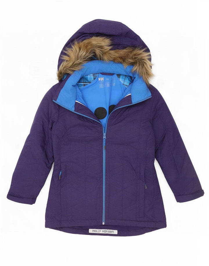 Helly Hansen Womens Hooded Ski Jacket UK 14 Large Purple Polyester