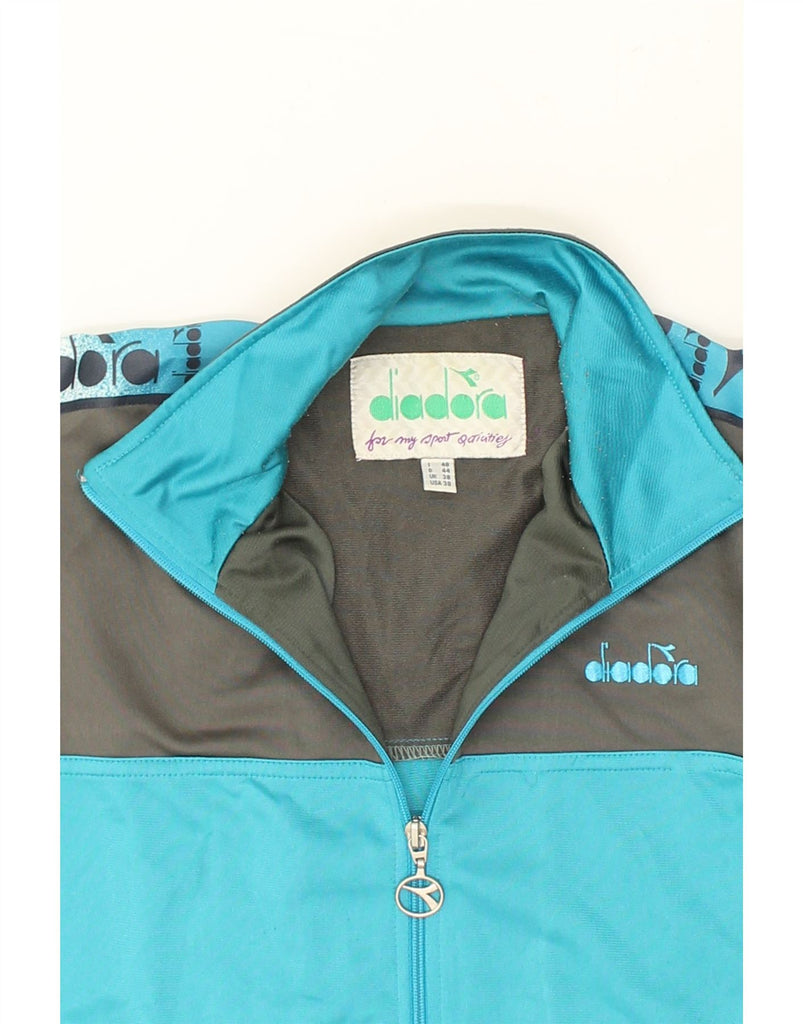 DIADORA Womens Tracksuit Top Jacket UK 38 Medium Blue Colourblock | Vintage Diadora | Thrift | Second-Hand Diadora | Used Clothing | Messina Hembry 