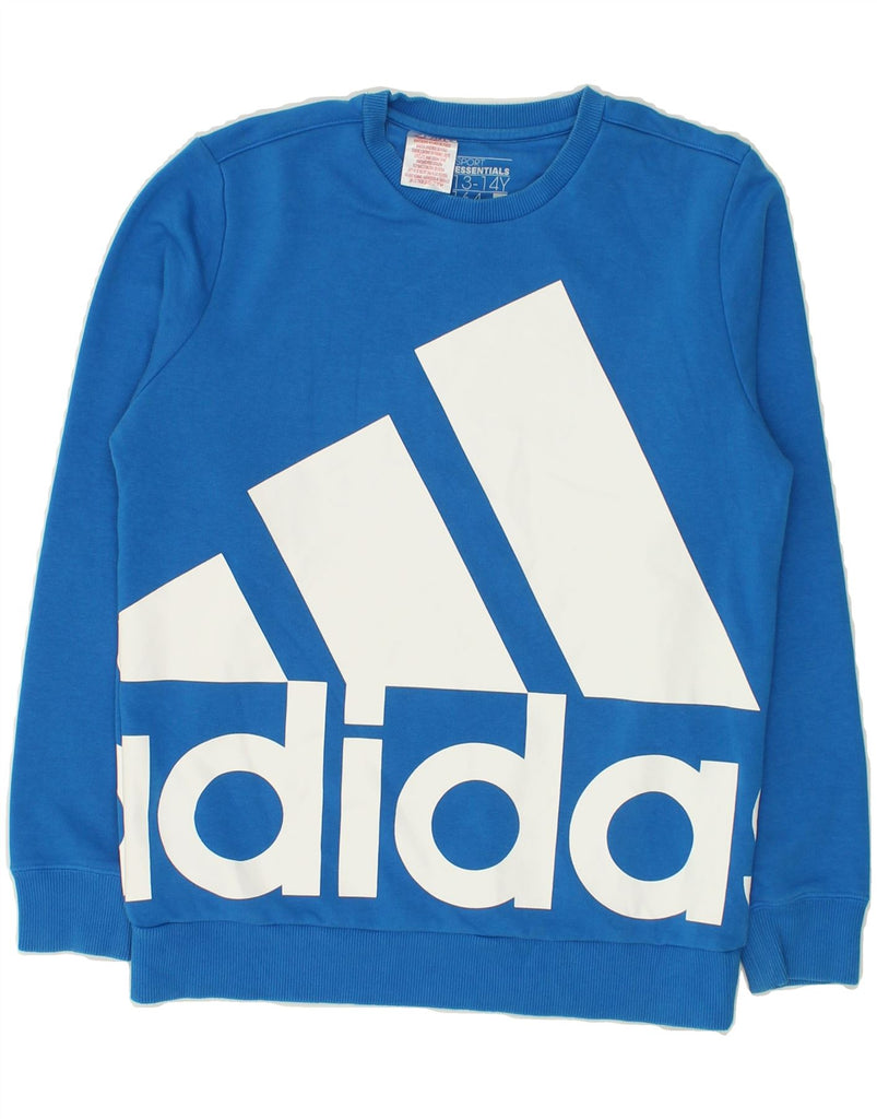 ADIDAS Boys Graphic Sweatshirt Jumper 13-14 Years Blue Cotton | Vintage Adidas | Thrift | Second-Hand Adidas | Used Clothing | Messina Hembry 