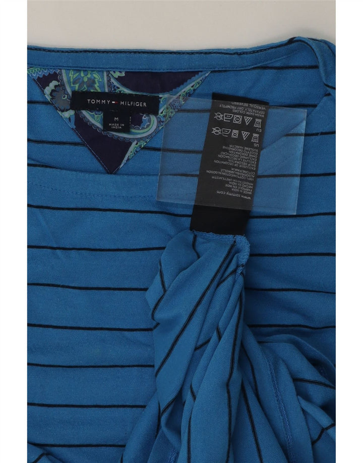 TOMMY HILFIGER Womens Top 3/4 Sleeve UK 12 Medium Blue Striped Cotton Vintage Tommy Hilfiger and Second-Hand Tommy Hilfiger from Messina Hembry 