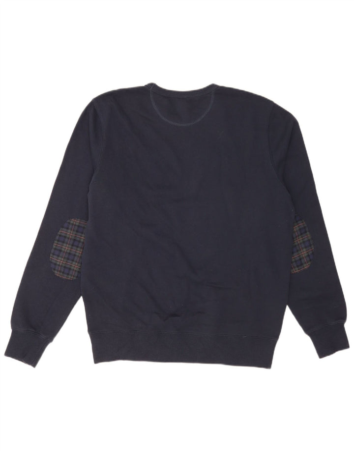 Sun68 Mens Sweatshirt Jumper Large Navy Blue Check Cotton