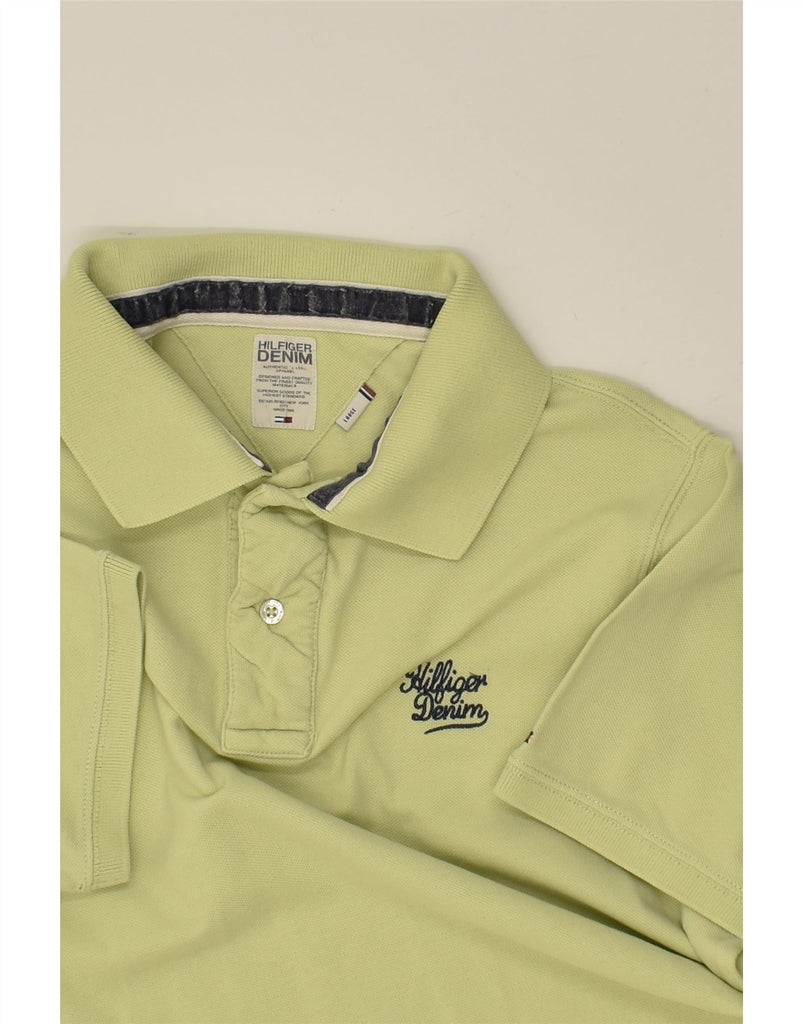 TOMMY HILFIGER Mens Slim Polo Shirt Large Green Cotton | Vintage Tommy Hilfiger | Thrift | Second-Hand Tommy Hilfiger | Used Clothing | Messina Hembry 