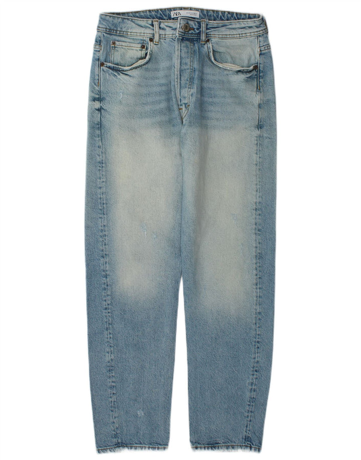 Zara Mens Distressed Straight Jeans EU 40 Medium W31 L29 Blue Cotton