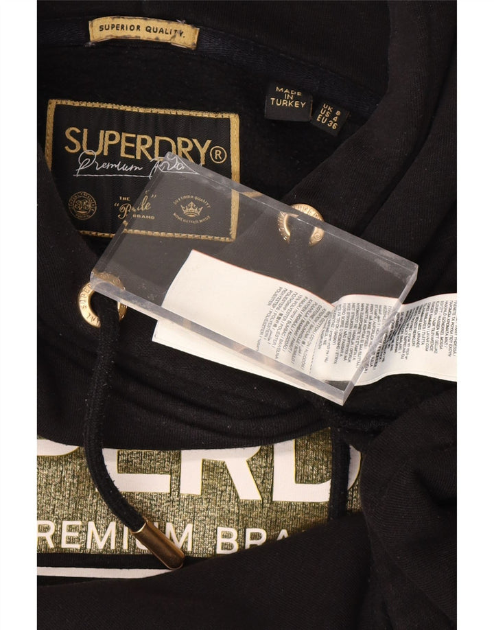 SUPERDRY Womens Oversized Graphic Hoodie Jumper UK 8 Small Black Vintage Superdry and Second-Hand Superdry from Messina Hembry 