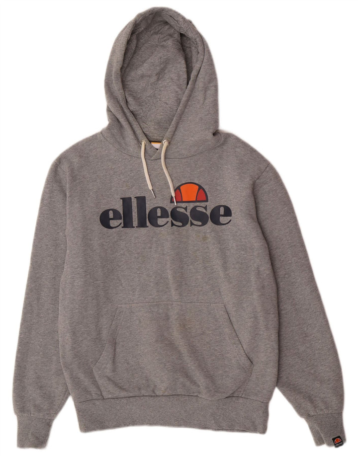 Ellesse Mens Graphic Hoodie Jumper Medium Grey Cotton