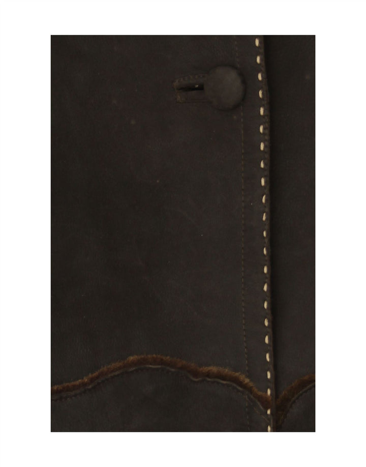 VINTAGE Womens Suede Overcoat UK 16 Large Brown