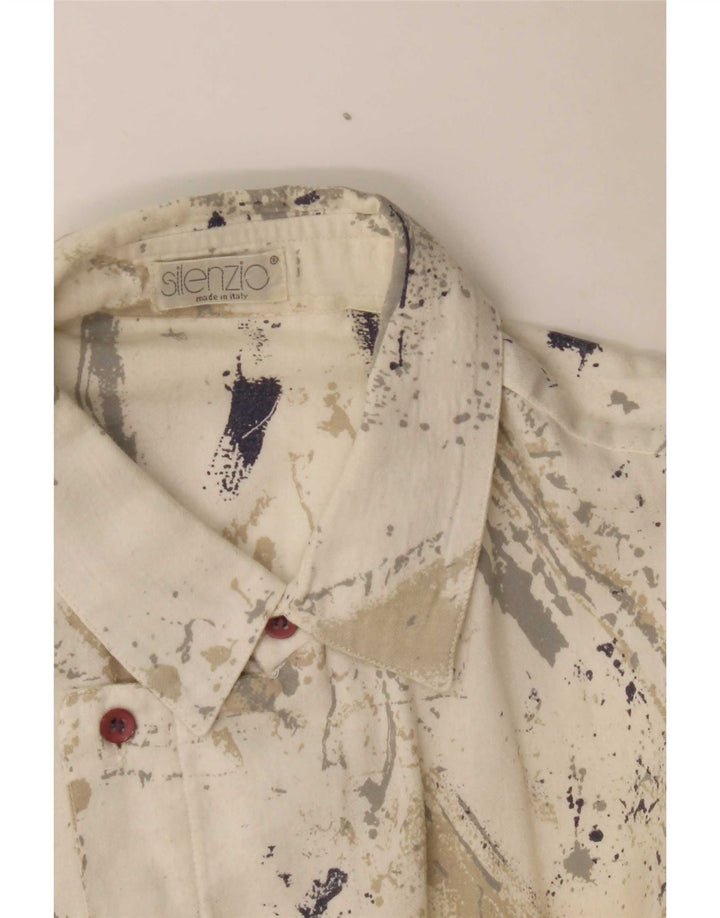 Silenzio Mens Abstract Pattern Shirt Large White