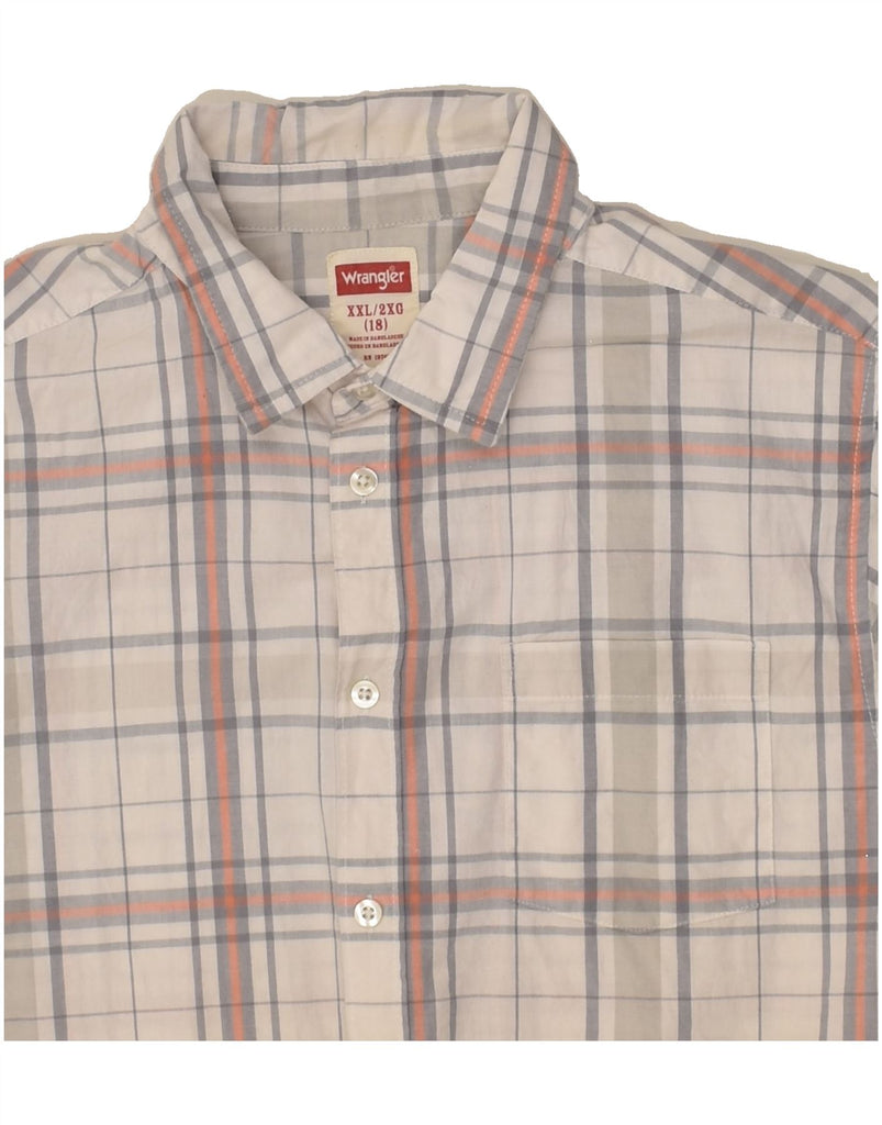 WRANGLER Boys Short Sleeve Shirt 15-16 Years 2XL Grey Check Cotton | Vintage Wrangler | Thrift | Second-Hand Wrangler | Used Clothing | Messina Hembry 