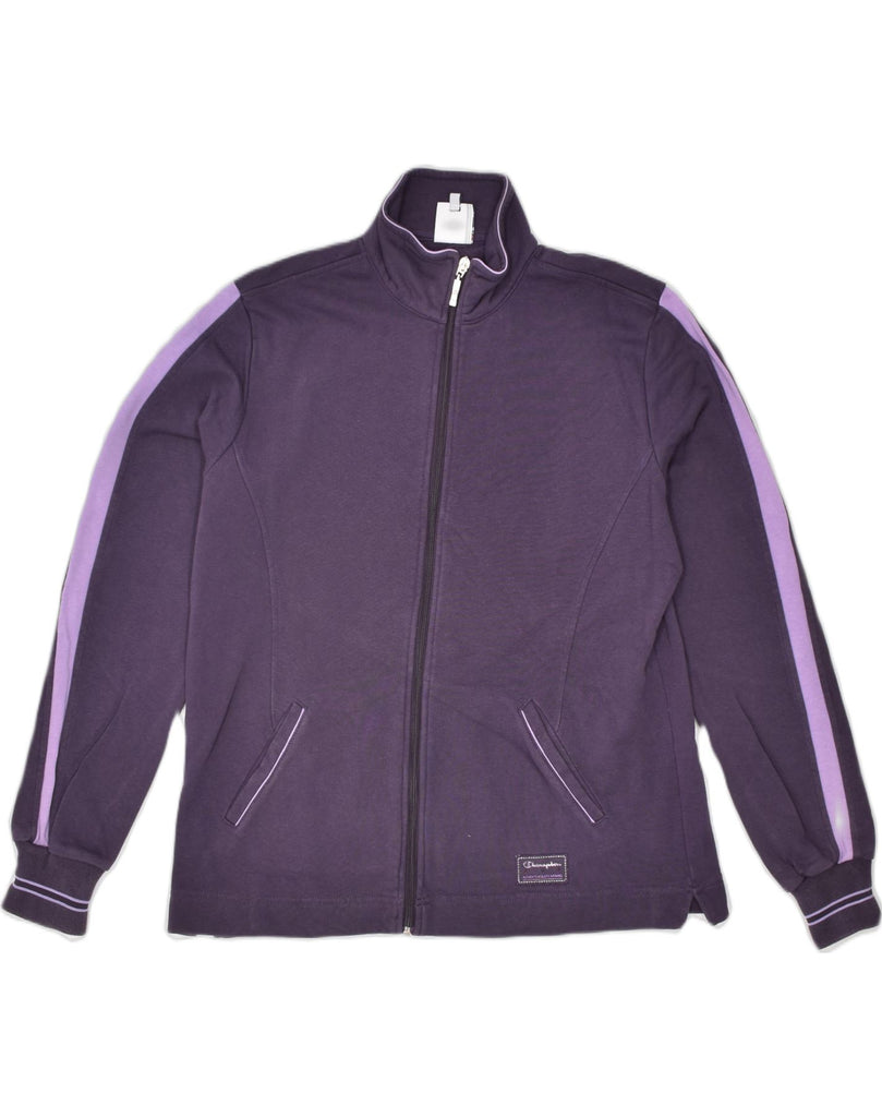 CHAMPION Womens Tracksuit Top Jacket UK 18 XL Purple Cotton | Vintage | Thrift | Second-Hand | Used Clothing | Messina Hembry 