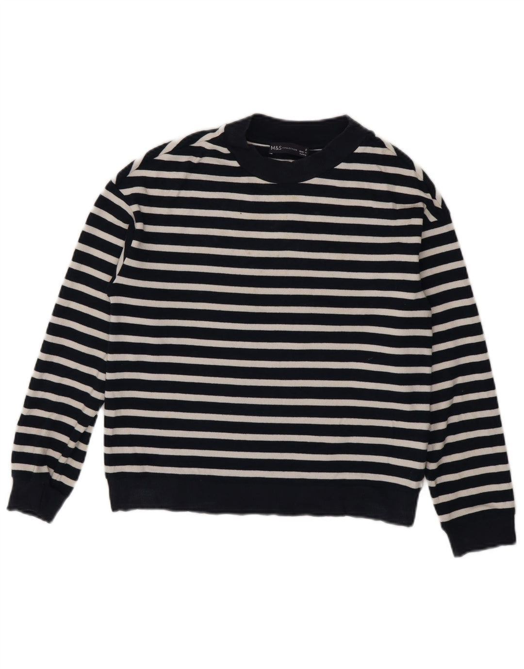 Marks & Spencer Womens Boat Neck Jumper Sweater UK 8 Small Navy Blue