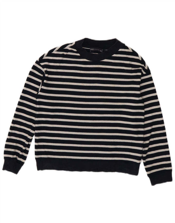 Marks & Spencer Womens Boat Neck Jumper Sweater UK 8 Small Navy Blue