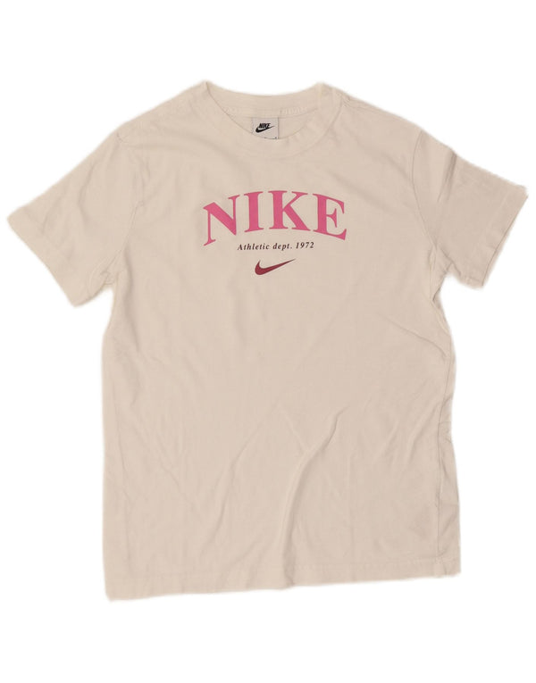 Nike Girls Graphic T-Shirt Top 12-13 Years Large White Cotton