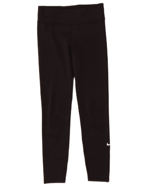 Nike Girls Dri Fit Leggings 10-11 Years Medium Black Polyester