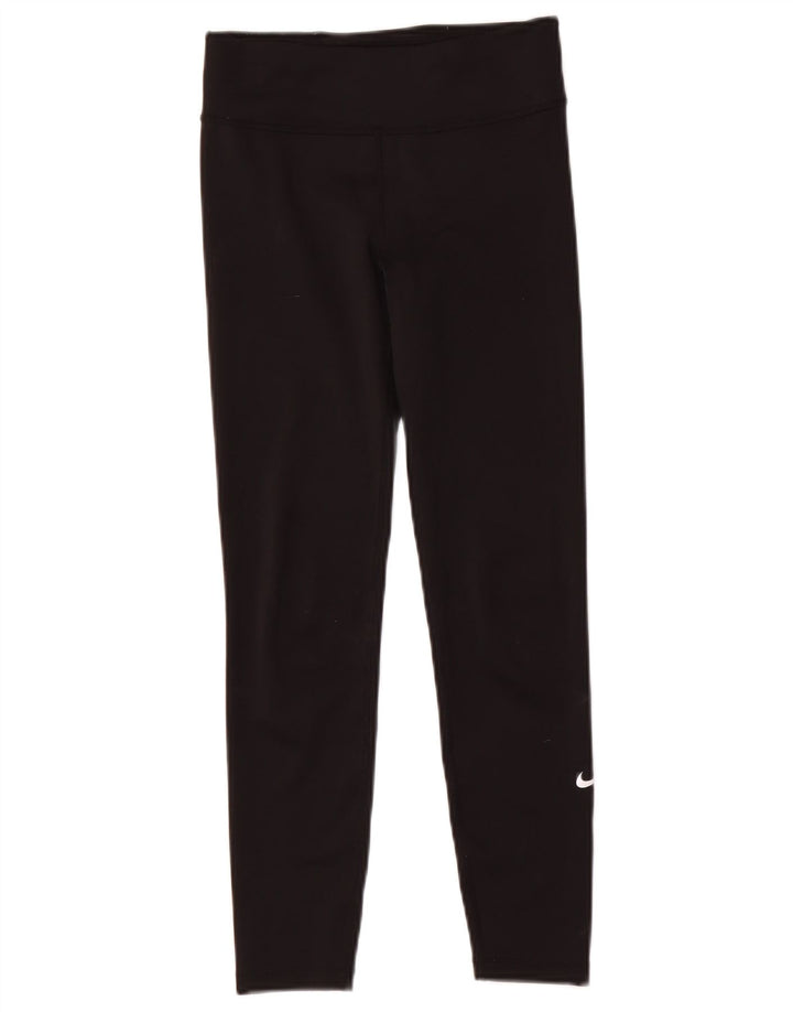 Nike Girls Dri Fit Leggings 10-11 Years Medium Black Polyester