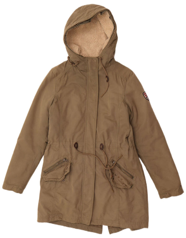 Tommy Hilfiger Womens Oversized Hooded Parka Jacket UK 10 Small Khaki