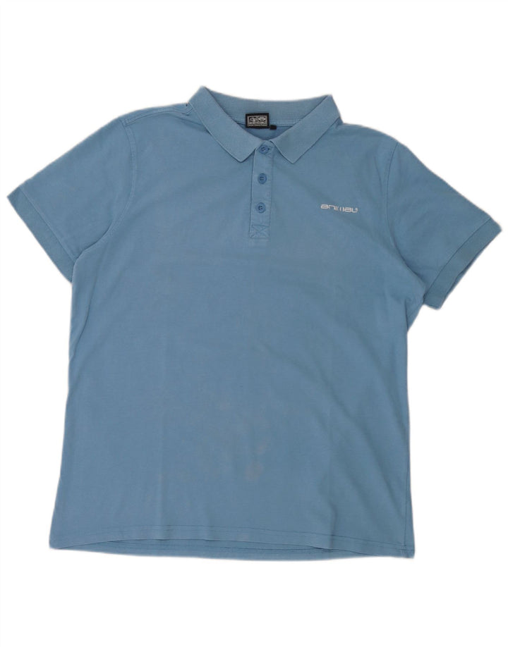 Animal Mens Polo Shirt Large Blue Cotton